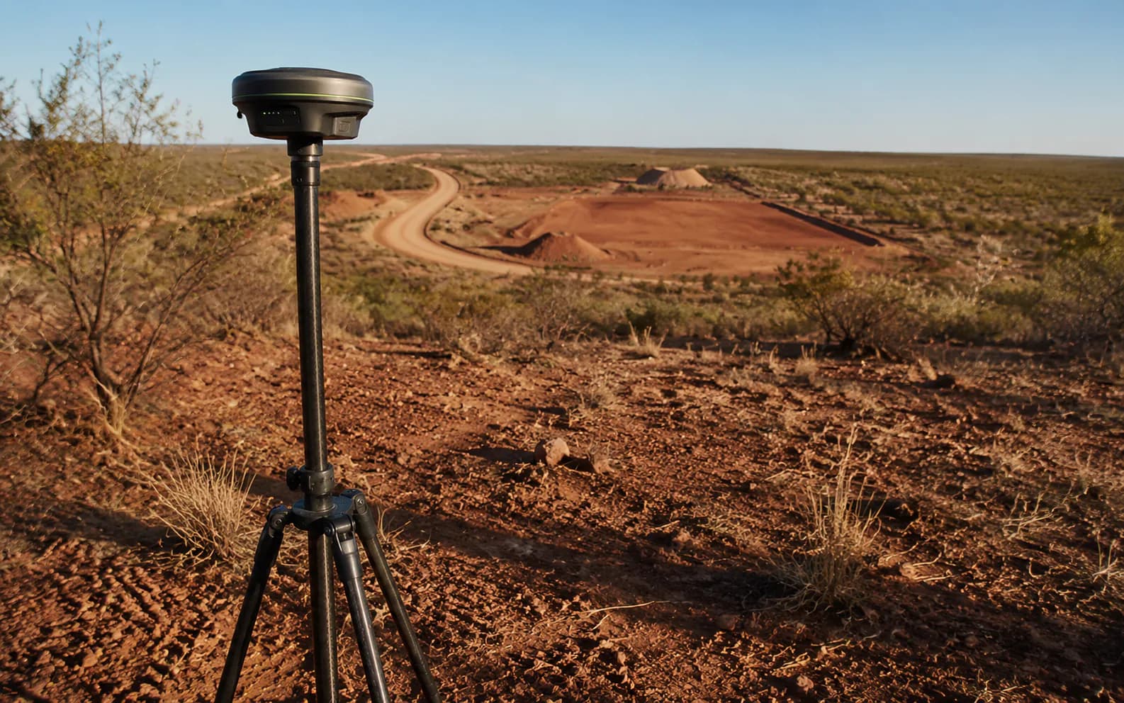 GNSS ground control setup on a Northern Territory earthworks site