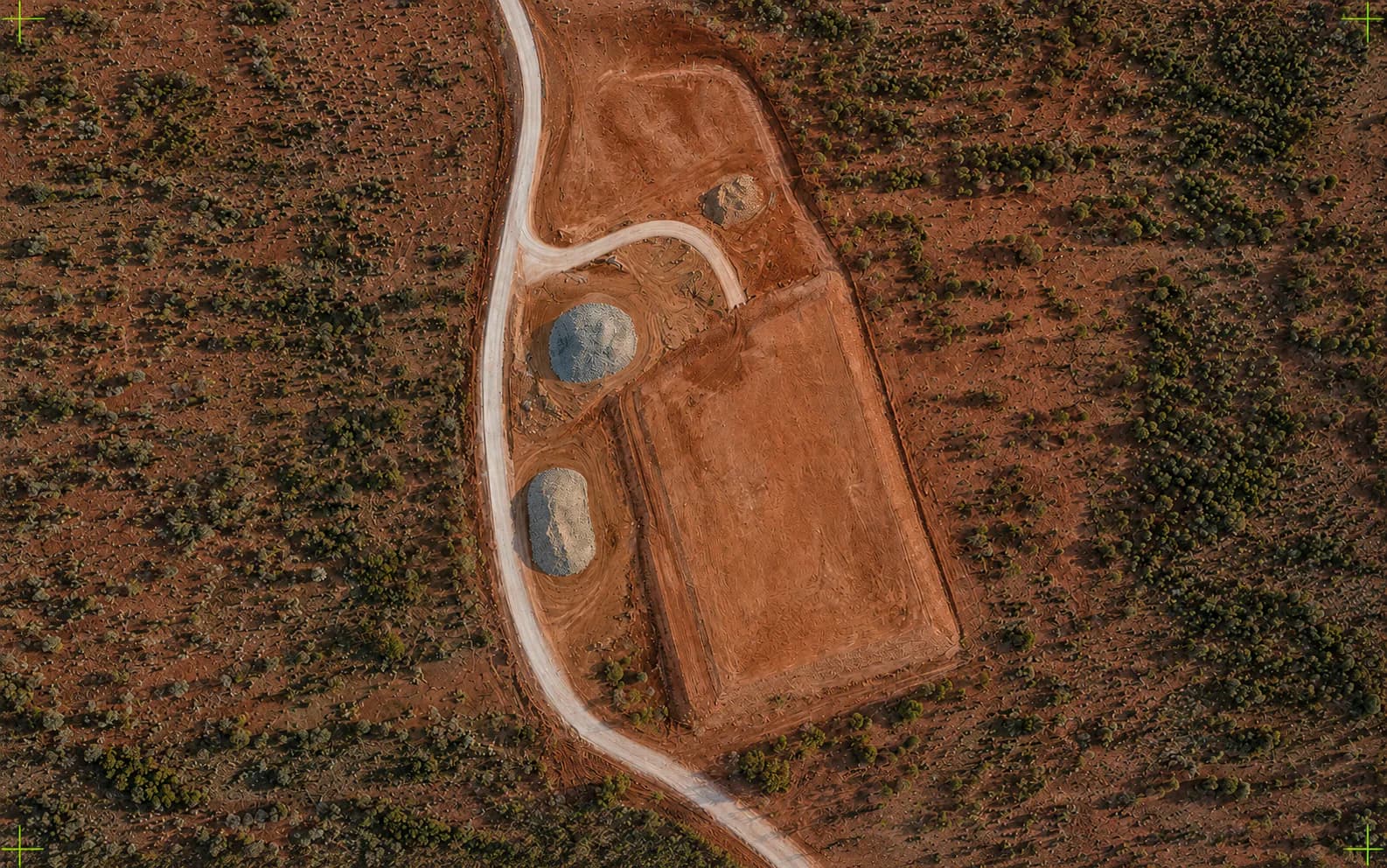 Georeferenced orthomosaic of an NT earthworks pad and stockpiles
