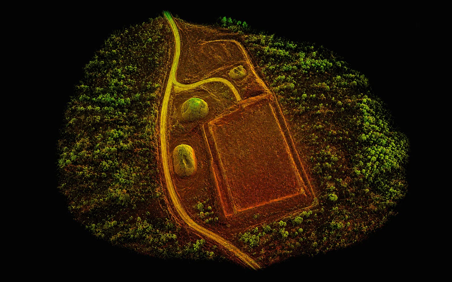 Elevation-coloured point cloud of the same earthworks site